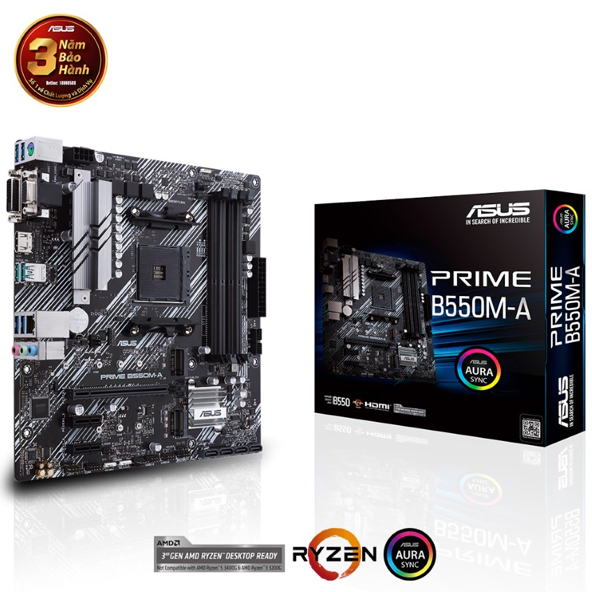 Mainboard ASUS PRIME B550M-A (AMD B550, Socket AM4,m- ATX, 4 khe RAM DRR4)